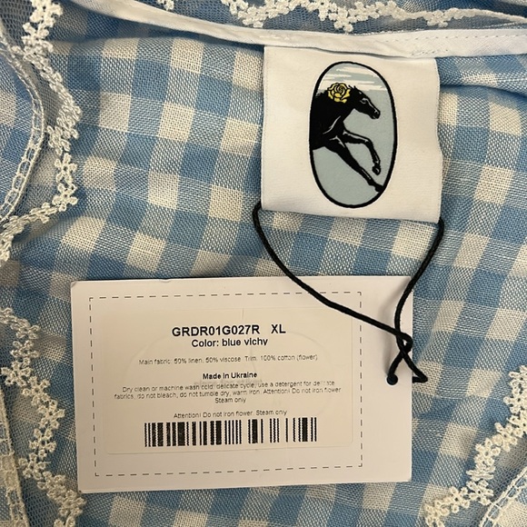 NWT SLEEPER The Genus Rosa Linen Blend Gingham Midi Dress in Blue Vichy Sz XL - Picture 4 of 15